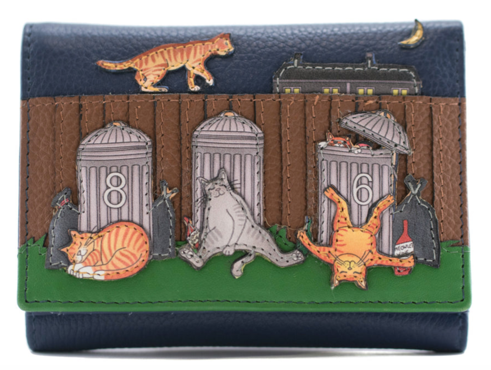 Alley Cats Design Leather Purse - Mala