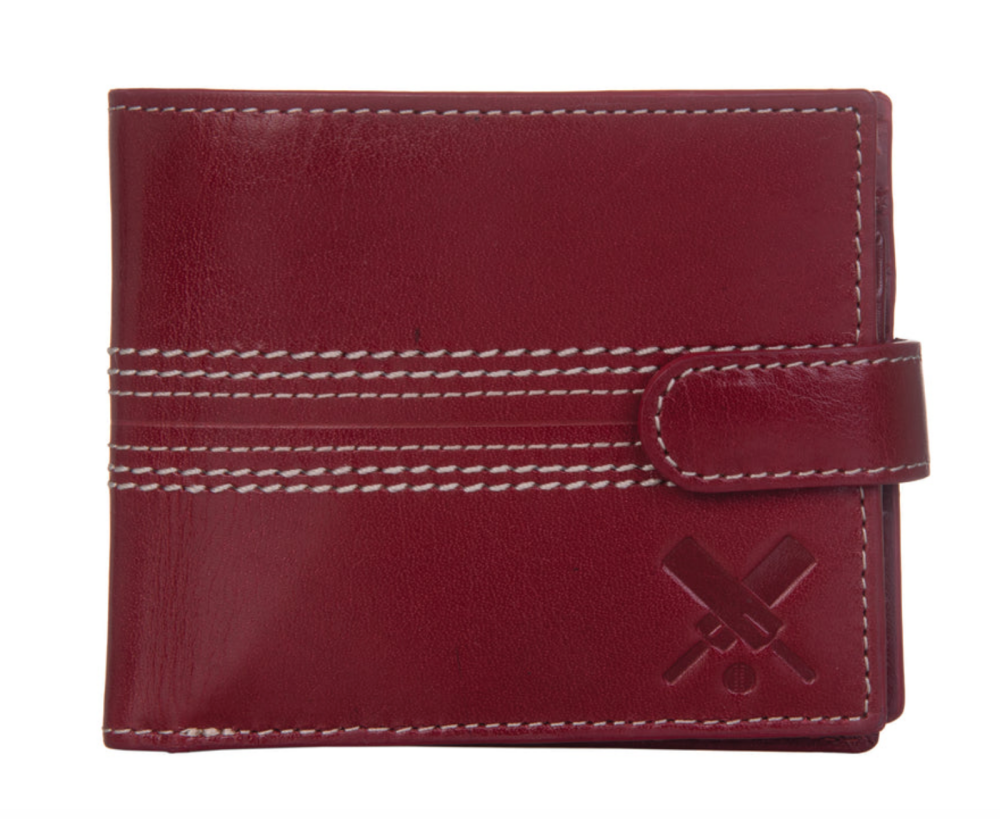 Edgbaston Cricket Ball Red Leather Mens Wallet Deluxe - Mala Leather