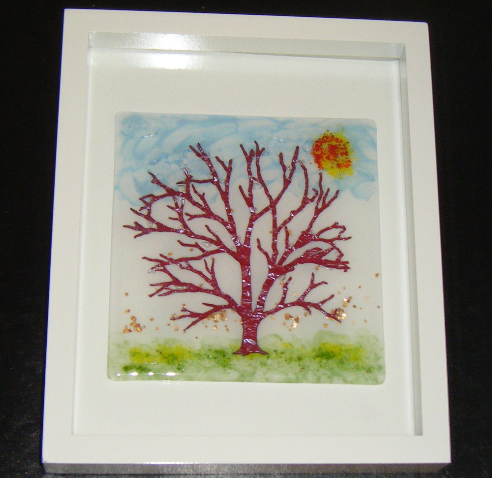 Copper Infused Tree -  Art Glass Picture frame