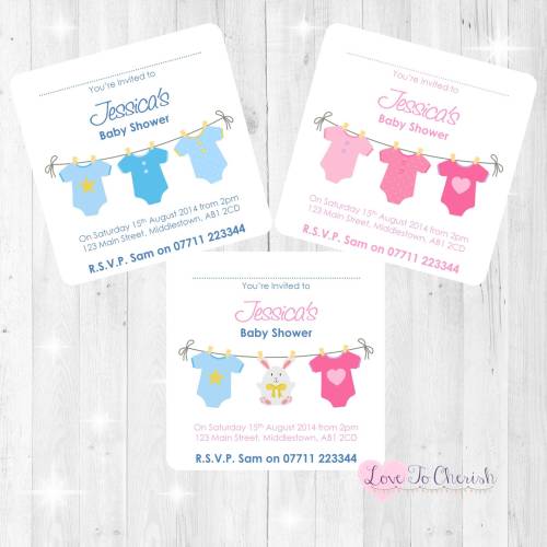 Pink & Blue Vest Line Baby Shower Invites