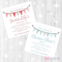 Shabby Chic Bunting Christening/Baptism Invitations & Thank You Cards