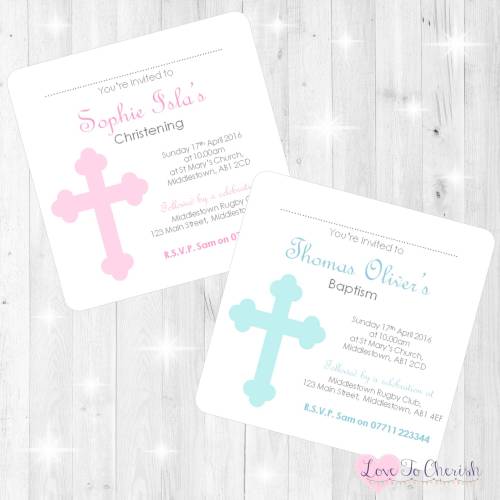 Cross Design Christening Invites