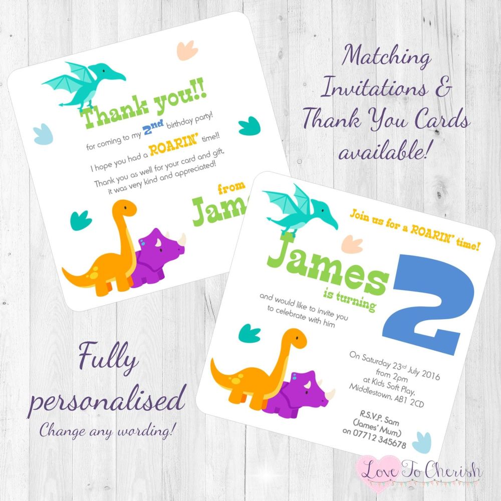 Dinosaur Party Invites & Thank You Cards