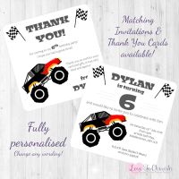 Big Monster Truck Party Invitations & Thank You Cards