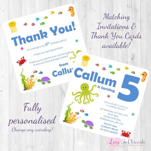 Under The Sea Party Invitations Thank You Cards