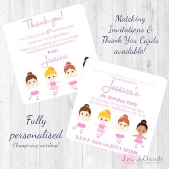 Ballerina Friends Party Invitations & Thank You Cards