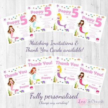 Mermaid Under The Sea Party Invitations & Thank You Cards