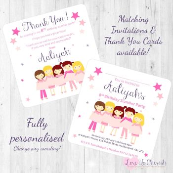 Slumber Party / Sleepover Friends Party  Invitations & Thank You Cards