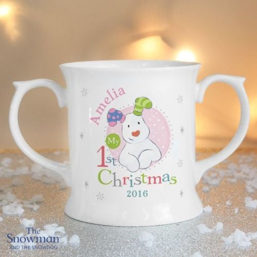 The Snowman and The Snowdog My 1st Christmas Pink Loving Mug