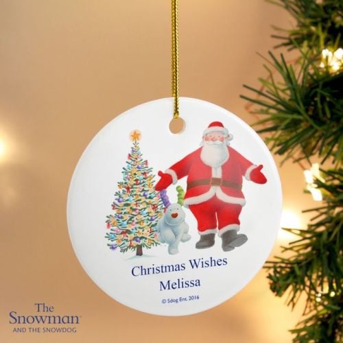 The Snowman and The Snowdog Father Christmas Ceramic Round Decoration