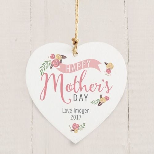 Floral Bouquet Mother's Day Wooden Heart Decoration