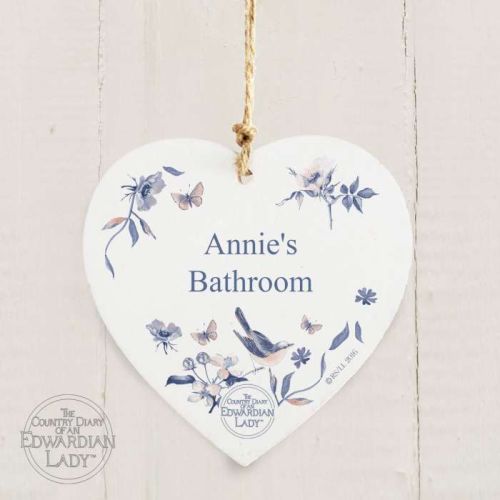 Country Diary Blue Blossom Wooden Heart Decoration