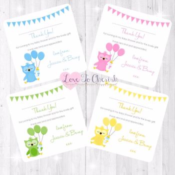 Cute Owl Thank You Cards - Baby Shower Design