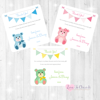 Cute Teddy Bear Thank You Cards - Baby Shower Design