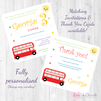 The Wheels On The Bus Nursery Rhyme Invitations & Thank You Cards
