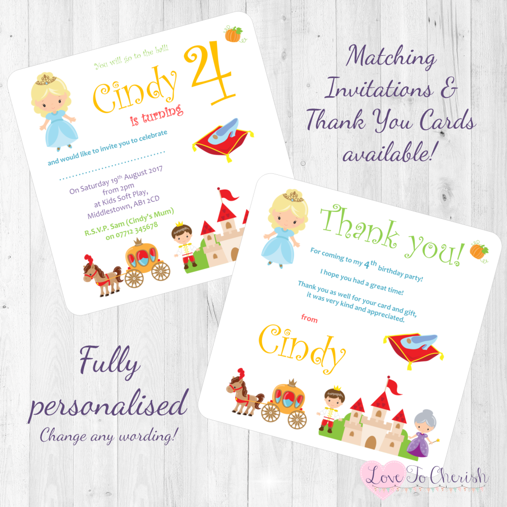 <!-- 013 -->Cinderella Fairytale Invites & Thank You Cards