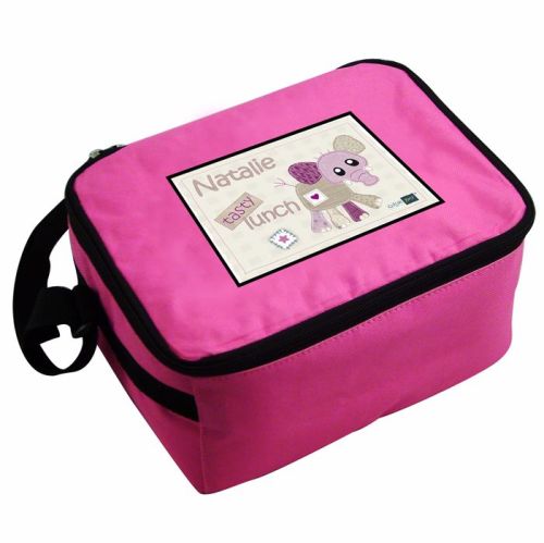 Cotton Zoo Wynciette the Elephant Personalised Pink Lunch Bag