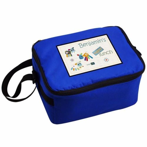 Cotton Zoo Farmyard Personalised Blue Lunch Bag
