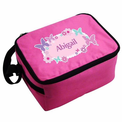 Butterfly Girl's Personalised Pink Lunch Bag