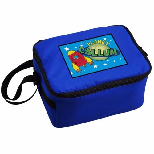 Space Rocket Boy's Personalised Blue Lunch Bag