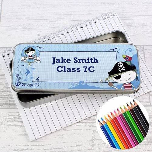 Pirate Personalised Pencil Tin & Coloured Pencils