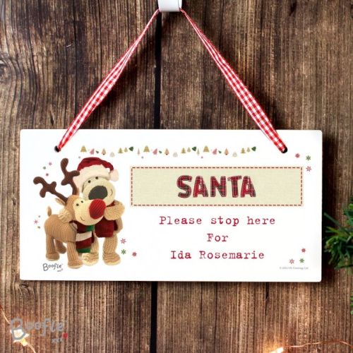 Boofle Christmas Reindeer Personalised Wooden Sign