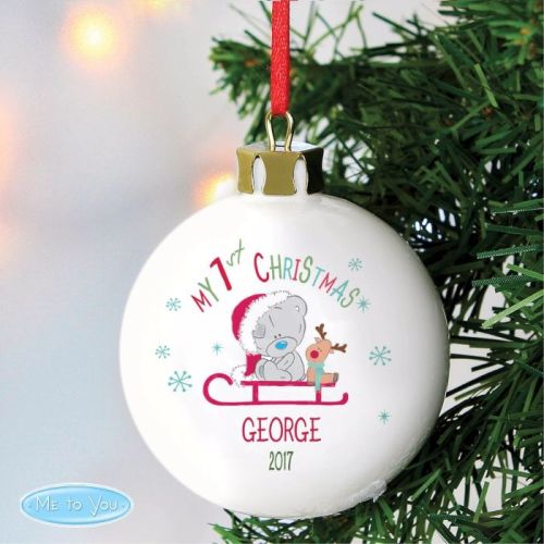 Tatty Teddy Sleigh 'My 1st Christmas' Ceramic Bauble