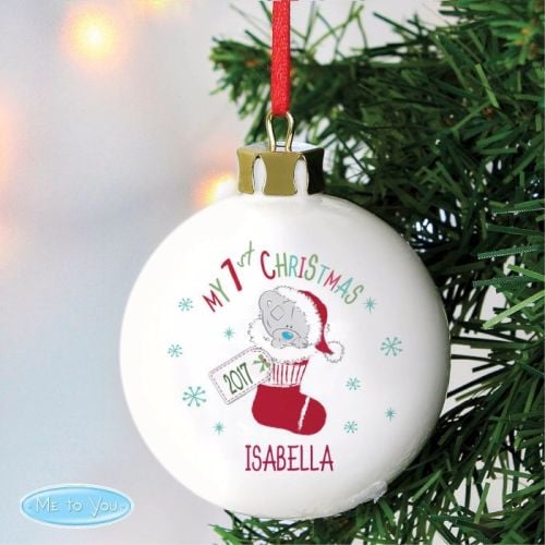 Tatty Teddy Stocking 'My 1st Christmas' Ceramic Bauble