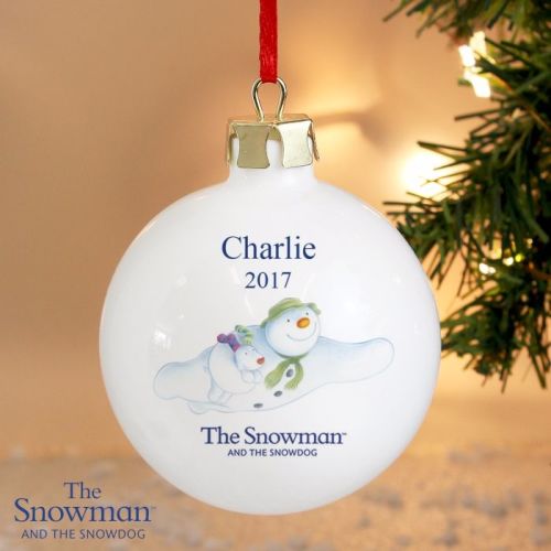 The Snowman and The Snowdog Flying Year Ceramic Bauble Decoration