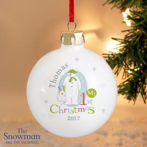 The Snowman and The Snowdog My 1st Christmas Ceramic Bauble Decoration