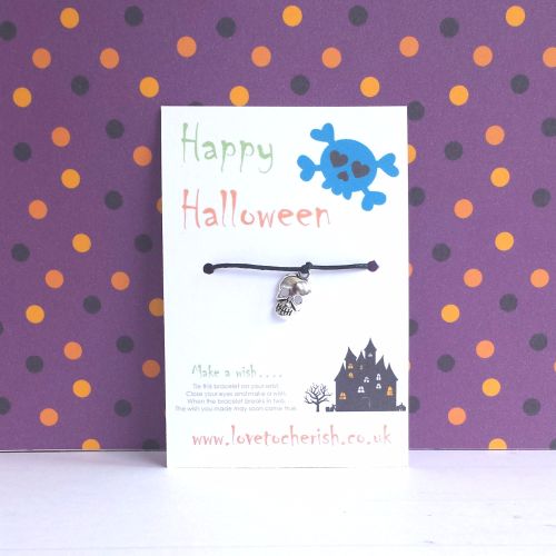 Happy Halloween Skull Charm Wish Bracelet