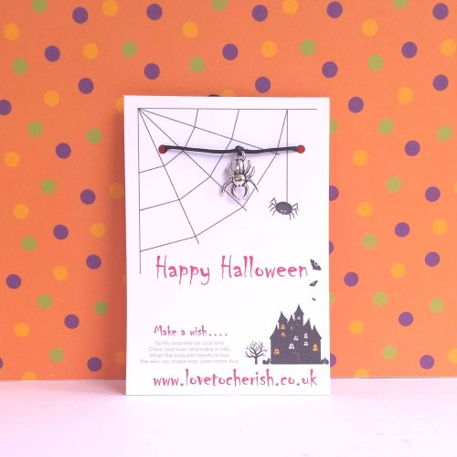 Happy Halloween Spider Charm Wish Bracelet