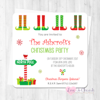 Elf Feet Personalised Christmas Party Invitations