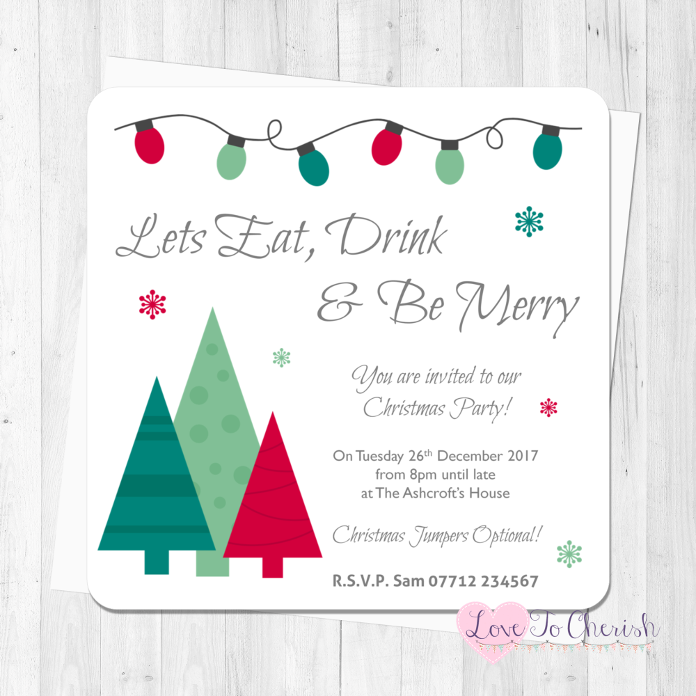 Let's Eat Drink & Be Merry Personalised Invites