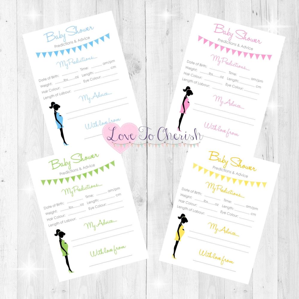 Mummy Bump Baby Shower Prediction & Advice Game Cards