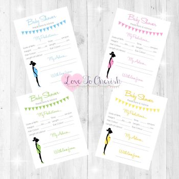 Mummy Bump Baby Shower Prediction & Advice Game Cards