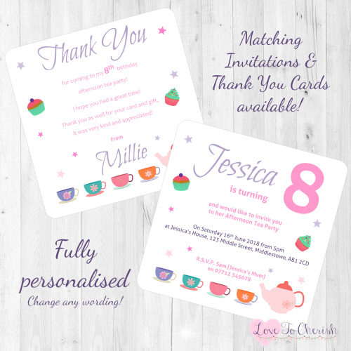 Afternoon Tea Party Invitations Thank You Cards