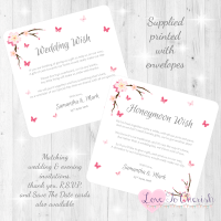Cherry Blossom & Butterflies Honeymoon & Wedding Wish Cards