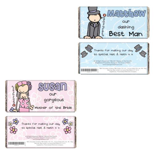 Bang On The Door Personalised Wedding Male or Female Milk Chocolate Bar