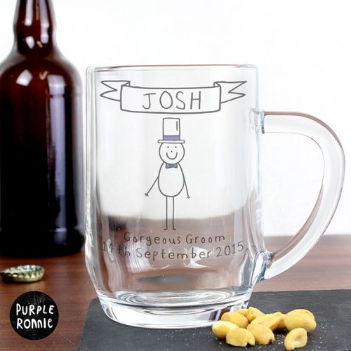 Purple Ronnie Personalised Male Top Hat Wedding Glass Tankard