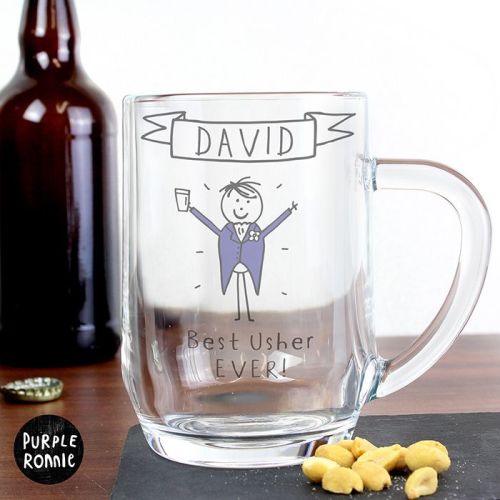 Purple Ronnie Personalised Male Wedding Glass Tankard