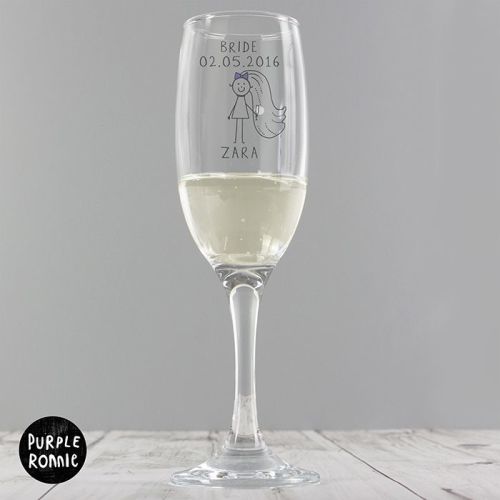 Purple Ronnie Personalised Bride Wedding Flute