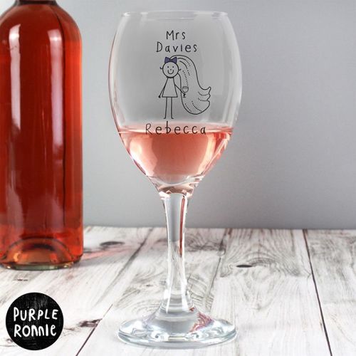 Purple Ronnie Personalised Bride Wine Glass