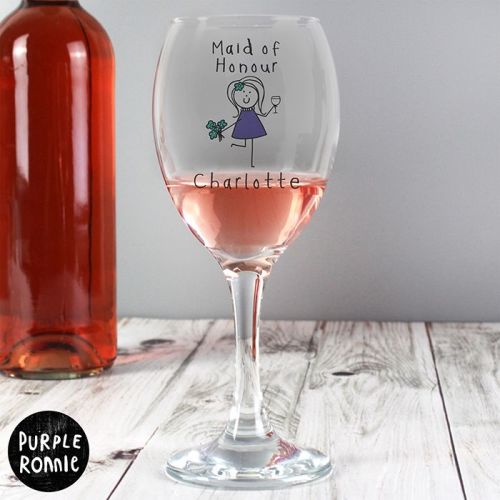 Purple Ronnie Personalised Female Wedding Wine Glass