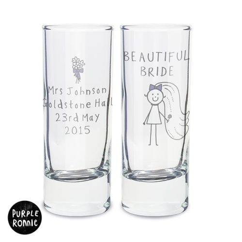 Purple Ronnie Personalised Bride Wedding Shot Glass