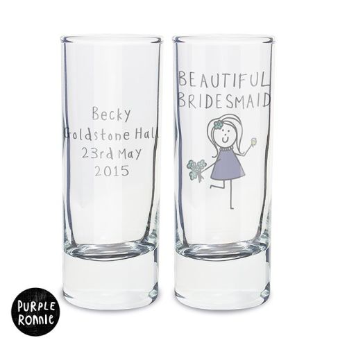 Purple Ronnie Personalised Female Wedding Shot Glass