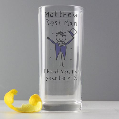 Purple Ronnie Personalised Male Wedding Hi Ball Glass
