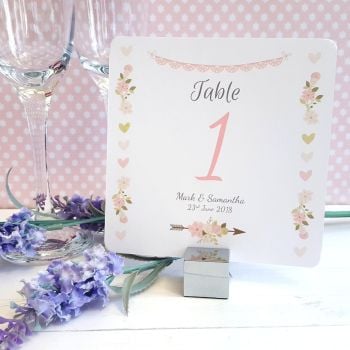 Vintage Flowers & Hearts Table Numbers or Names