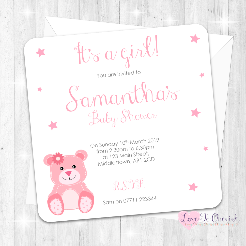 Baby Bear - Pink - Baby Shower Design