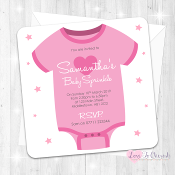 Baby Vest Invitations - Pink - Baby Sprinkle Design